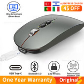 Dual Mode bežični bluetoth miš tip-C punjiv s funkcijom stolnog računala jednim klikom 2.4G tihi miševi s pozadinskim osvjetljenjem za prijenosna računala Novo