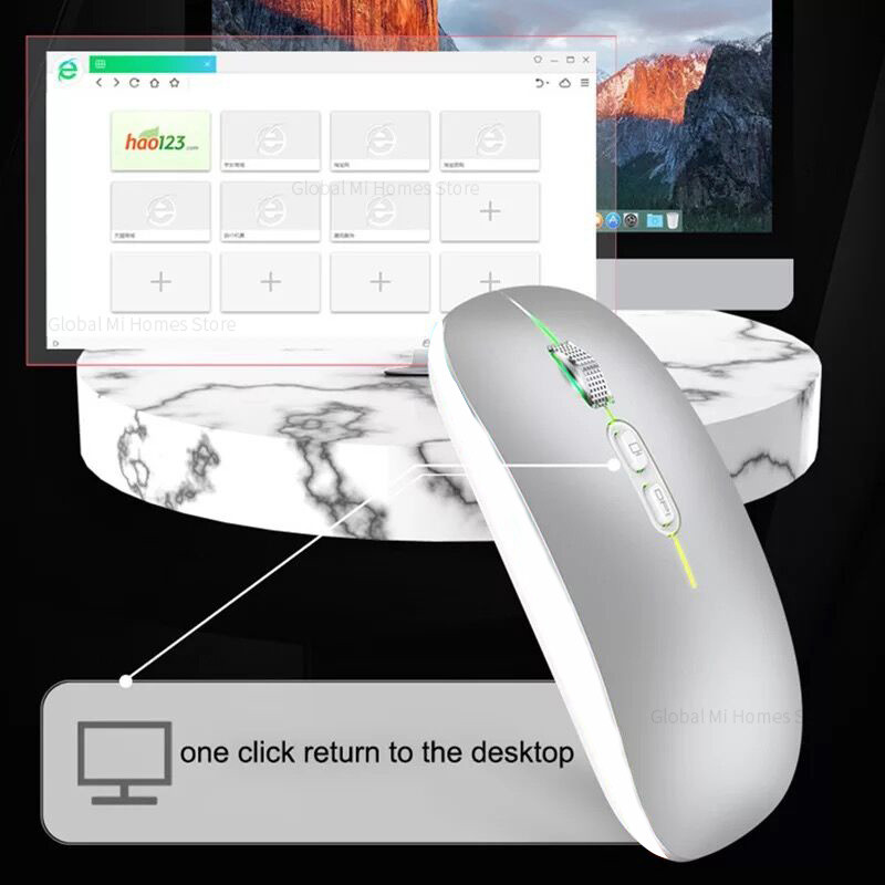 Dual Mode bežični bluetoth miš tip-C punjiv s funkcijom stolnog računala jednim klikom 2.4G tihi miševi s pozadinskim osvjetljenjem za prijenosna računala Novo
