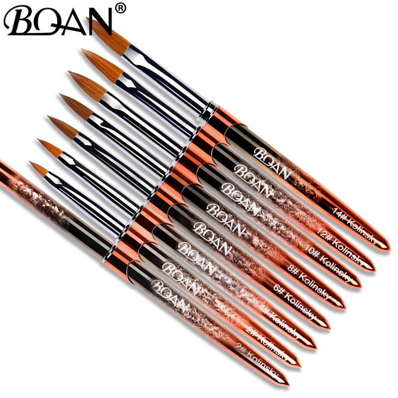 BQAN #2-#22 Pure Sable Kolinsky akril körömkefe Rose Gold Kolinsky Nail Art Brush Gel Builder manikűr ecset rajzeszközök