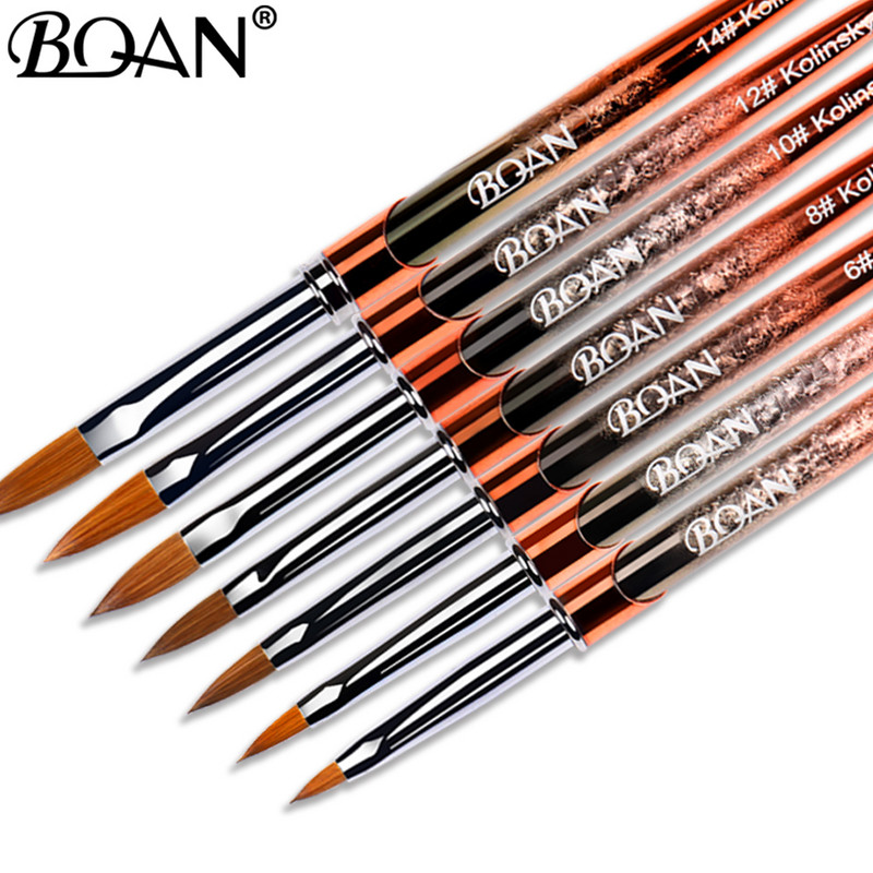 BQAN #2-#22 Pure Sable Kolinsky akril körömkefe Rose Gold Kolinsky Nail Art Brush Gel Builder manikűr ecset rajzeszközök