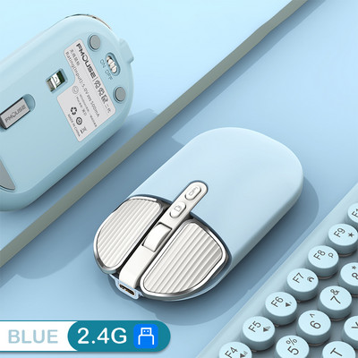2.4G kettős modell vezeték nélküli Bluetooth 5.0 újratölthető csendes aranyos egér Hosszú készenléti többgombos egér IOS PC notebookhoz