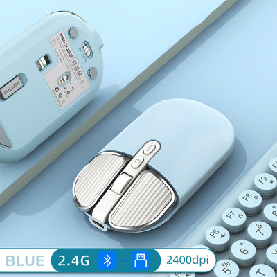 2.4G kettős modell vezeték nélküli Bluetooth 5.0 újratölthető csendes aranyos egér Hosszú készenléti többgombos egér IOS PC notebookhoz