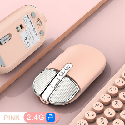 2.4G kettős modell vezeték nélküli Bluetooth 5.0 újratölthető csendes aranyos egér Hosszú készenléti többgombos egér IOS PC notebookhoz