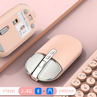 2.4G kettős modell vezeték nélküli Bluetooth 5.0 újratölthető csendes aranyos egér Hosszú készenléti többgombos egér IOS PC notebookhoz