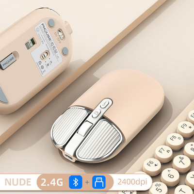 2.4G kettős modell vezeték nélküli Bluetooth 5.0 újratölthető csendes aranyos egér Hosszú készenléti többgombos egér IOS PC notebookhoz