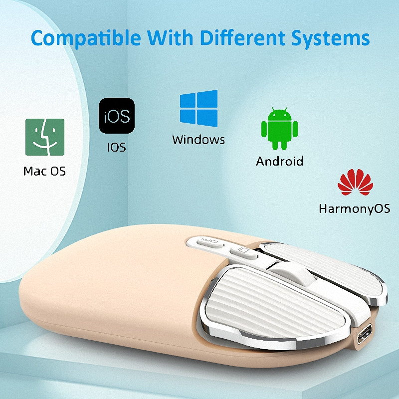 2.4G kettős modell vezeték nélküli Bluetooth 5.0 újratölthető csendes aranyos egér Hosszú készenléti többgombos egér IOS PC notebookhoz