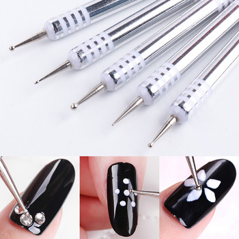 STZ 5PCS/Комплект четки за рисуване на нокти Двойна глава Liner Drawing Carving Dotting Pen French Tips Дизайн на нокти Маникюр Инструменти за рисуване R25