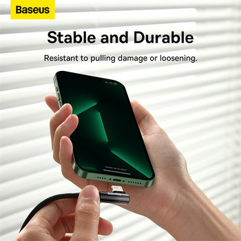 Baseus 2.4A Elbowed καλώδιο USB για iPhone 13 12 11 Pro Max Xs X 8 Plus Καλώδιο Καλώδιο γρήγορης φόρτισης για παιχνίδι Καλώδιο φόρτισης για τηλέφωνο