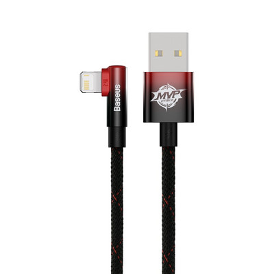 Baseus 2.4A könyökös USB kábel iPhone 13 12 11 Pro Max Xs X 8 Plus kábel Gyorstöltő kábel játéktöltő kábel telefonhoz