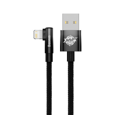 Baseus 2.4A könyökös USB kábel iPhone 13 12 11 Pro Max Xs X 8 Plus kábel Gyorstöltő kábel játéktöltő kábel telefonhoz