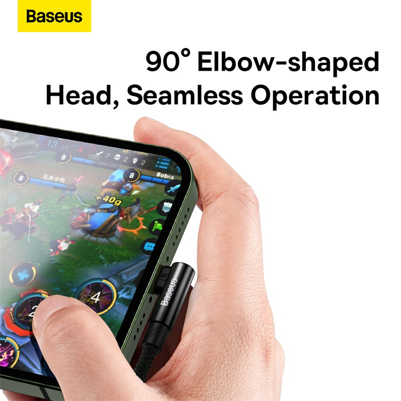 Baseus 2.4A könyökös USB kábel iPhone 13 12 11 Pro Max Xs X 8 Plus kábel Gyorstöltő kábel játéktöltő kábel telefonhoz