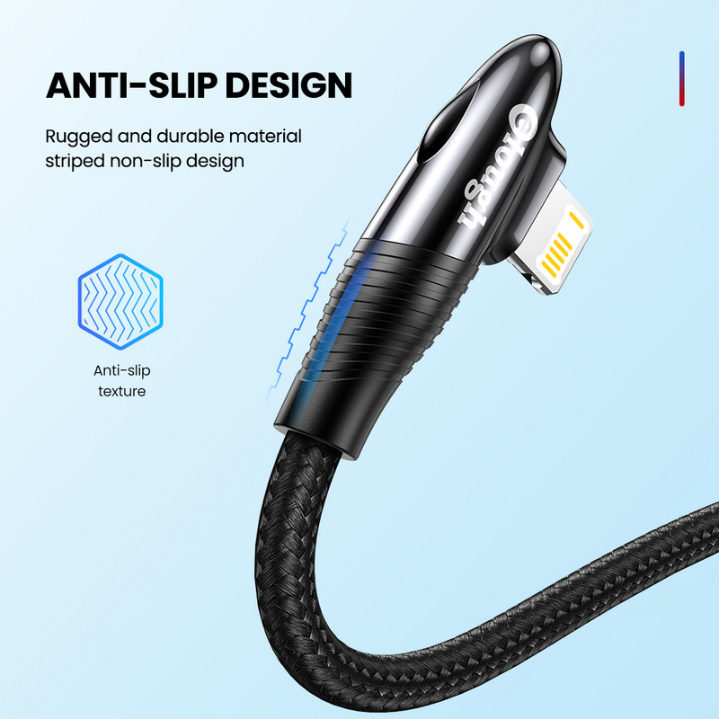 Elough USB kábel iphone kábelhez 12 13 pro max X Xr 8 7 6 gyorstöltő töltő világító kábel iphone 11 USB adatkábelhez