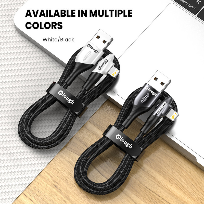 Elough USB kábel iphone kábelhez 12 13 pro max X Xr 8 7 6 gyorstöltő töltő világító kábel iphone 11 USB adatkábelhez