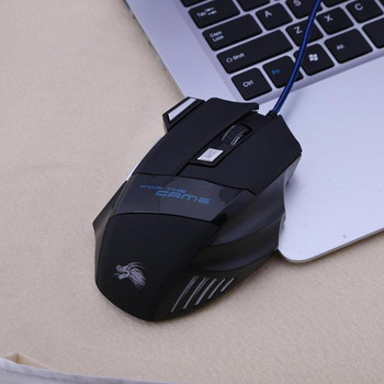 GUDGA Mouse Gamer 5500DPI 7 бутона Регулируема LED подсветка Оптичен USB геймърски компютър Черна игрална мишка за лаптоп