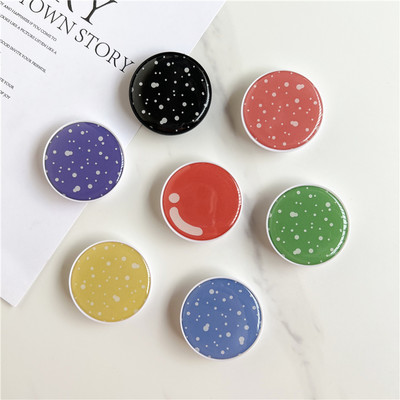 Гланцирана петниста кръгла корейска дръжка Tok Phone Holder Finger Ring Support Foldable Socket Griptok Holder за iPhone Samsung