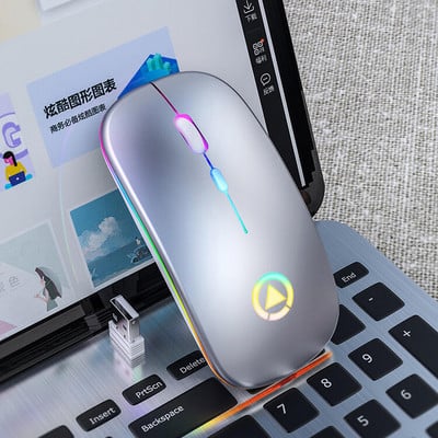 2,4G újratölthető vezeték nélküli egér csendes LED háttérvilágítású egerek USB optikai ergonómikus játék Laptop PC-hez Macbook Új