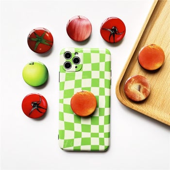 Glossy Fruit Tomato Green Apple Orange Grip Tok Phone Holder за iPhone 13 Сгъваем Griptok Socket Finger Ring Holder