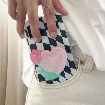 Krásny lesklý farebný kvet Korea Grip Tok držiak na telefón s prsteňom, skladací držiak na prsteň, držiak Griptok