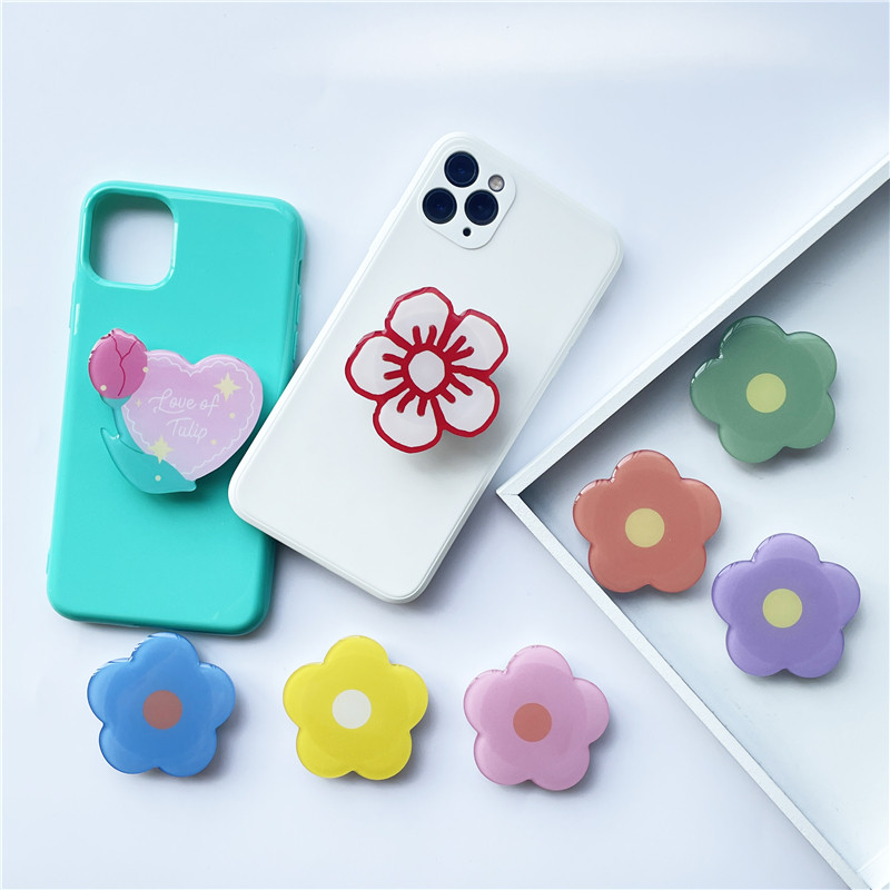 Culoare lucioasă Floare de lalele Suport de telefon pliabil Stretch Grip Tok Priză Talk Priză Finger Ring Suport Griptok