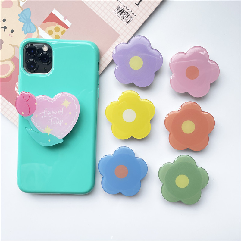 Culoare lucioasă Floare de lalele Suport de telefon pliabil Stretch Grip Tok Priză Talk Priză Finger Ring Suport Griptok