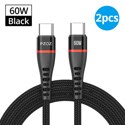 PZOZ 2 DB USB C - USB Type C kábel 100W PD gyorstöltő 5A gyorstöltés 60W USBC töltő MacBook iPadhez Samsung Xiaomi kábel