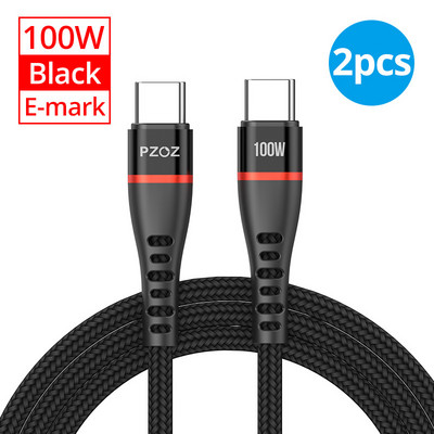 PZOZ 2 DB USB C - USB Type C kábel 100W PD gyorstöltő 5A gyorstöltés 60W USBC töltő MacBook iPadhez Samsung Xiaomi kábel