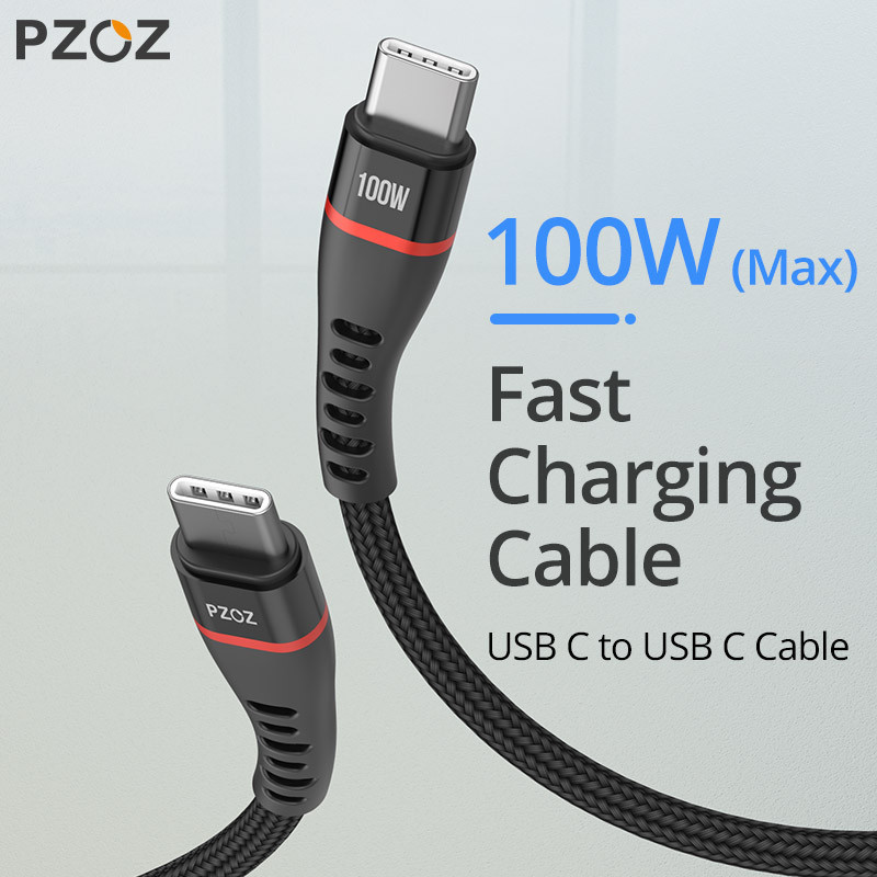 PZOZ 2 DB USB C - USB Type C kábel 100W PD gyorstöltő 5A gyorstöltés 60W USBC töltő MacBook iPadhez Samsung Xiaomi kábel
