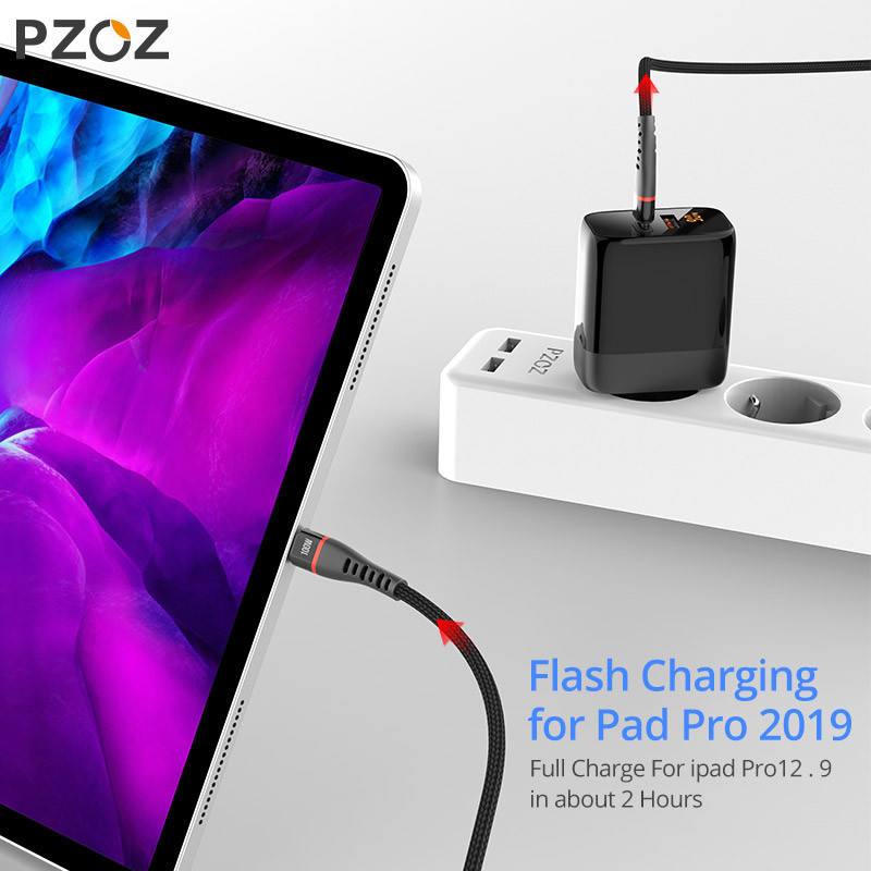 PZOZ 2 DB USB C - USB Type C kábel 100W PD gyorstöltő 5A gyorstöltés 60W USBC töltő MacBook iPadhez Samsung Xiaomi kábel