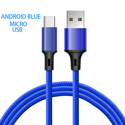 Micro USB kabelis Ātrās uzlādes dati Oneplus 10 pro Xiaomi Sync Cord 2.4A USB neilona pīts datu līnijas vads mobilo tālruņu kabeļiem