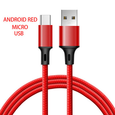 Micro USB kabelis Ātrās uzlādes dati Oneplus 10 pro Xiaomi Sync Cord 2.4A USB neilona pīts datu līnijas vads mobilo tālruņu kabeļiem