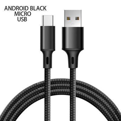 Micro USB kabelis Ātrās uzlādes dati Oneplus 10 pro Xiaomi Sync Cord 2.4A USB neilona pīts datu līnijas vads mobilo tālruņu kabeļiem