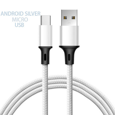 Micro USB kabelis Ātrās uzlādes dati Oneplus 10 pro Xiaomi Sync Cord 2.4A USB neilona pīts datu līnijas vads mobilo tālruņu kabeļiem