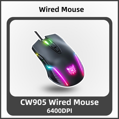 Mouse pentru jocuri ONIKUMA RGB 7 butoane de programare 6 niveluri Ajustare 6400 DPI cu iluminare dinamică Mouse ergonomic pentru laptop PC Gamer