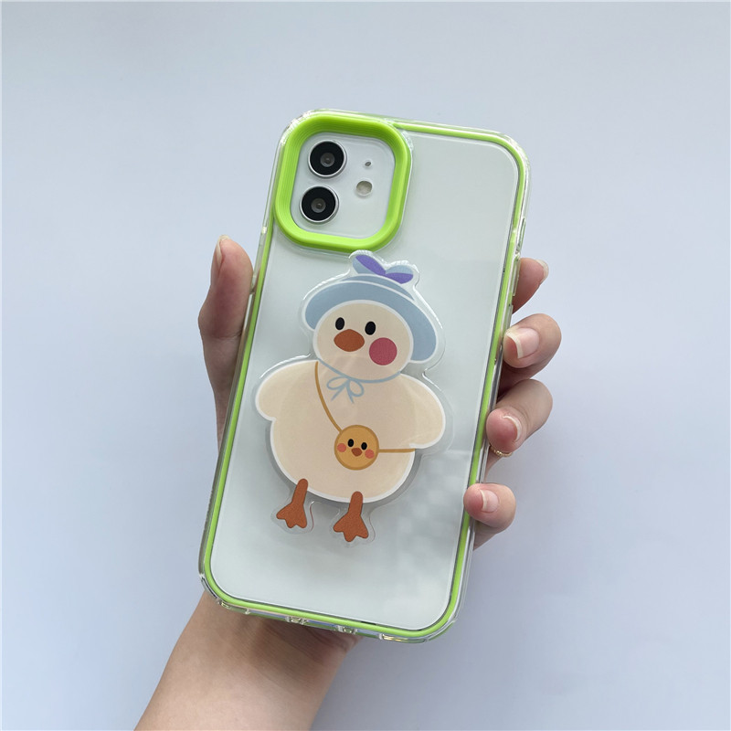Lesklý roztomilý batoh Duck Korea Grip Tok držiak na telefón s prstom, skladacia rukoväť, držiak na telefón Griptok pre iPhone 13