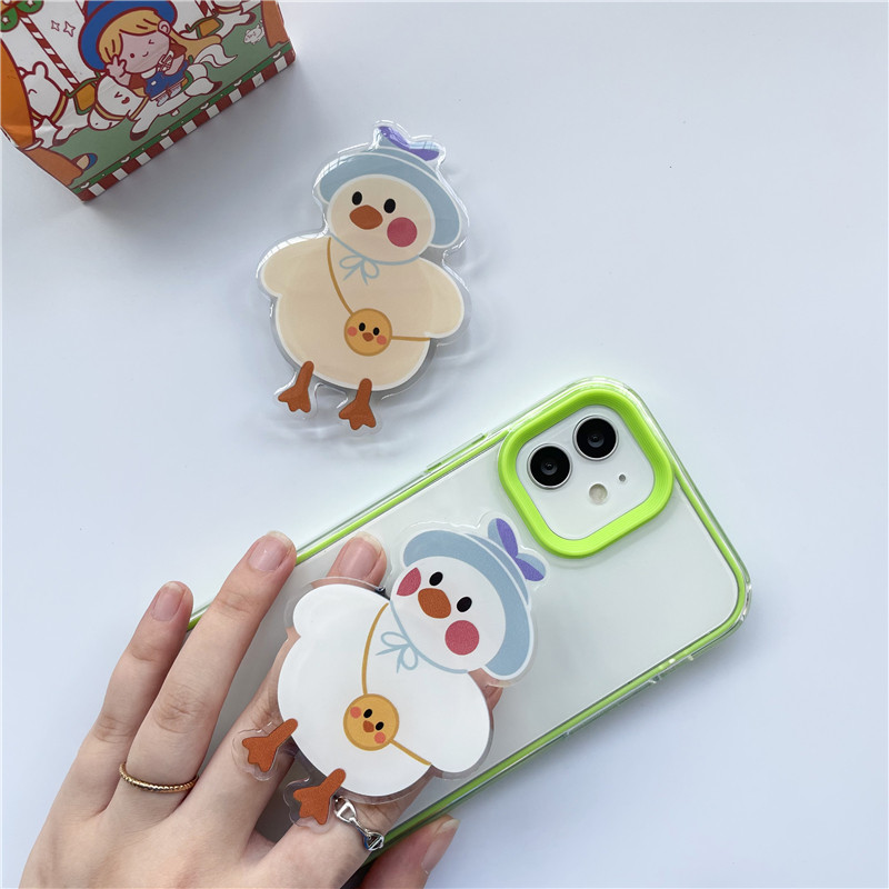 Lesklý roztomilý batoh Duck Korea Grip Tok držiak na telefón s prstom, skladacia rukoväť, držiak na telefón Griptok pre iPhone 13