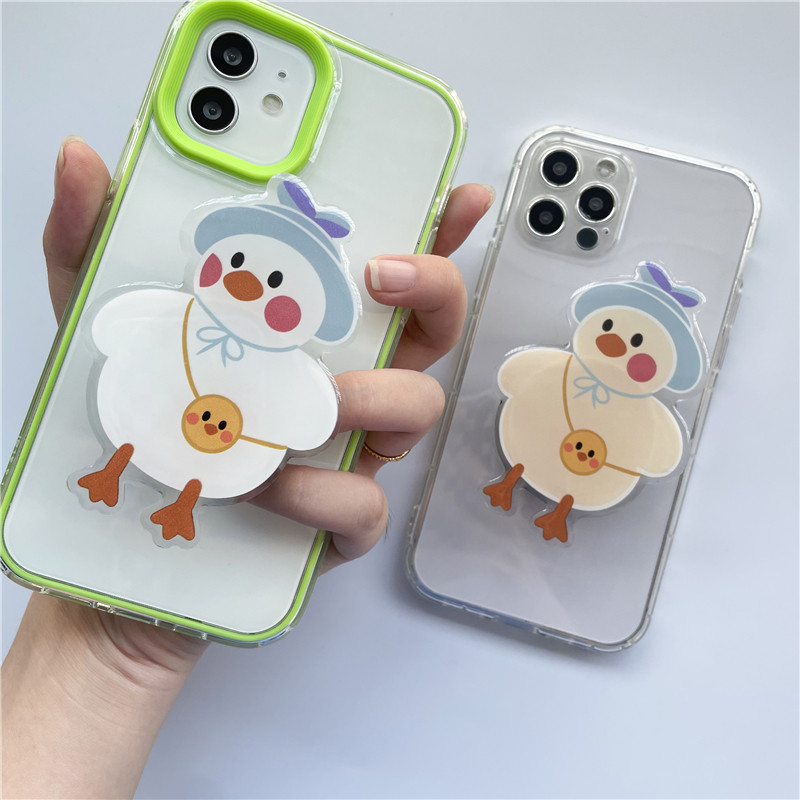 Lesklý roztomilý batoh Duck Korea Grip Tok držiak na telefón s prstom, skladacia rukoväť, držiak na telefón Griptok pre iPhone 13