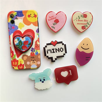 Glossy Purple Potato Heart Puppy Stretch Expandable Grip Tok Phone Holder Finger Ring Foldable Griptok Universal Socket