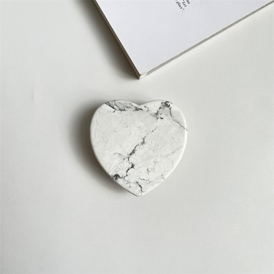 Luxusný lesklý držiak na telefón v tvare srdca z prírodného mramoru, priehľadný držiak na prst, skladací držiak na zásuvku Griptok