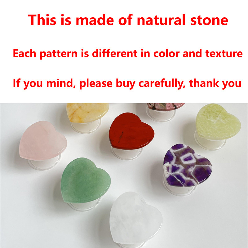 Luxusný lesklý držiak na telefón v tvare srdca z prírodného mramoru, priehľadný držiak na prst, skladací držiak na zásuvku Griptok