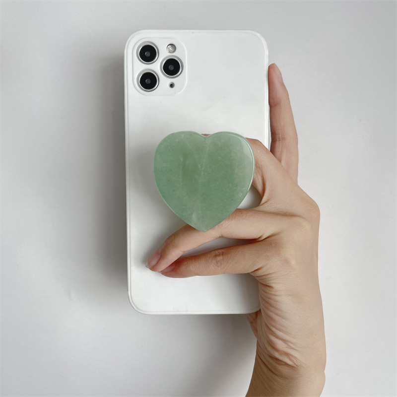 Luxusný lesklý držiak na telefón v tvare srdca z prírodného mramoru, priehľadný držiak na prst, skladací držiak na zásuvku Griptok