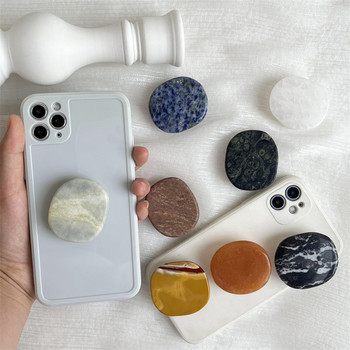 Луксозна лъскава естествена мраморна разширяема дръжка Tok Държач за мобилен телефон Пръстен за пръсти Поддържаща дръжка Сгъваема гнездо Държач за Griptok