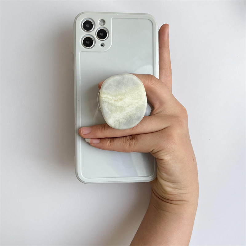 Luxusný lesklý držiak na mobil z prírodného mramoru s rozšíriteľnou rukoväťou Grip Tok, držiak na mobilný telefón s prsteňom, skladacia zásuvka, držiak Griptok