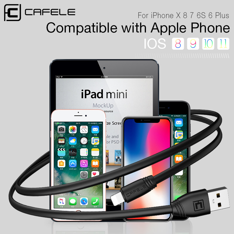 Καλώδιο CAFELE USB για iphone XR XS Max X 8 7 6 Plus 5S USB Charging Data Sync Καλώδιο USB Durable Fadeless TPE 5V 2.1A 50CM / 120CM
