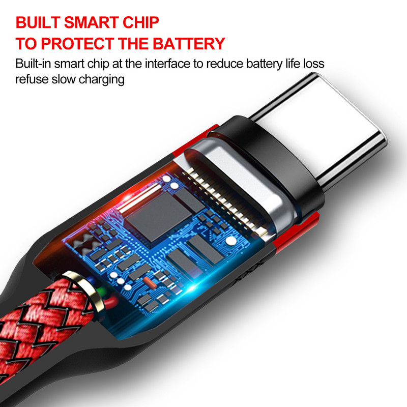 5 m / 8 m ilgio įkrovimo laidas, skirtas Lightning / C tipo / USB mikro patvarus nailono pintas įkrovimo laidas, skirtas IOS / Android telefono greitajam įkrovikliui