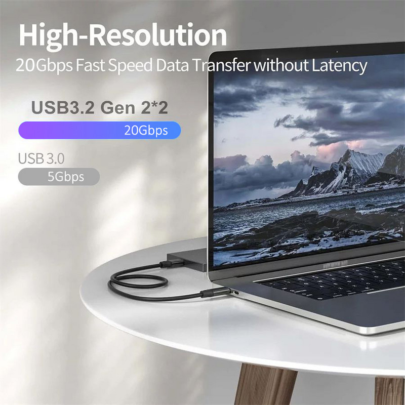 Cablu USB 3.2 Gen2 de tip C pentru Thunderbolt 3 20Gbps Cablu de sincronizare a datelor USBC pentru Macbook Pro 5A 100W Tip C Încărcare rapidă Cablu 4K 60Hz