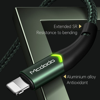 Mcdodo USB кабел 2A Бързо зареждане за Lightning IPhone 14 13 12 Pro Max XS XR X 8 7 Plus IPad IPod IOS 14 зарядно устройство Data LED кабел