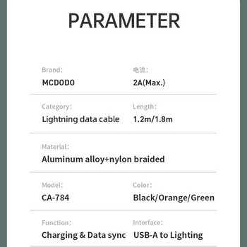Mcdodo USB кабел 2A Бързо зареждане за Lightning IPhone 14 13 12 Pro Max XS XR X 8 7 Plus IPad IPod IOS 14 зарядно устройство Data LED кабел