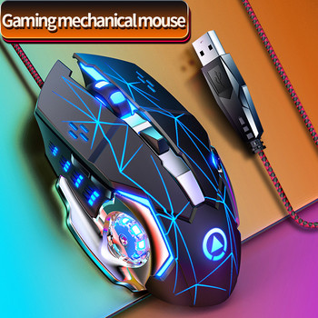 Безшумна мишка RGB Color Breathing Gaming Mouse 3200DPI 6 бутона Ергономична мишка USB кабелна мишка за компютърни лаптопи Компютърни мишки