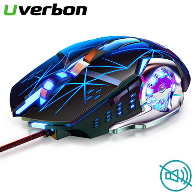 Tihi miš RGB igraći miš s disanjem u boji 3200DPI 6 gumba Ergonomski miš USB žičani miš za prijenosna računala Računalni miševi