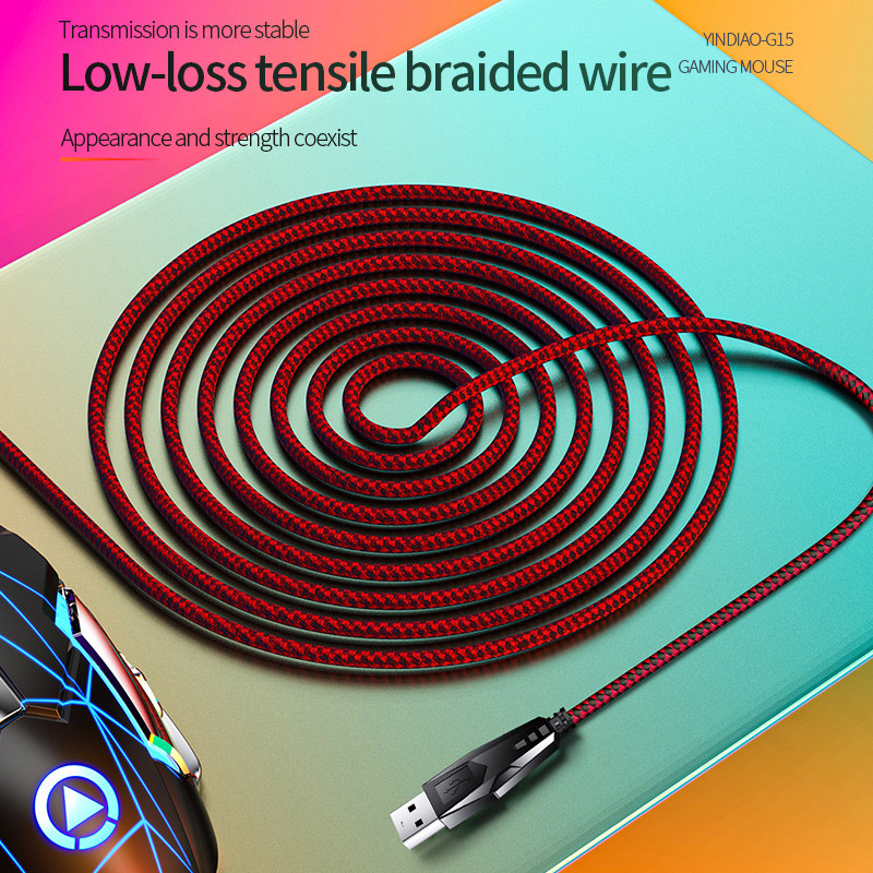 Tihi miš RGB igraći miš s disanjem u boji 3200DPI 6 gumba Ergonomski miš USB žičani miš za prijenosna računala Računalni miševi